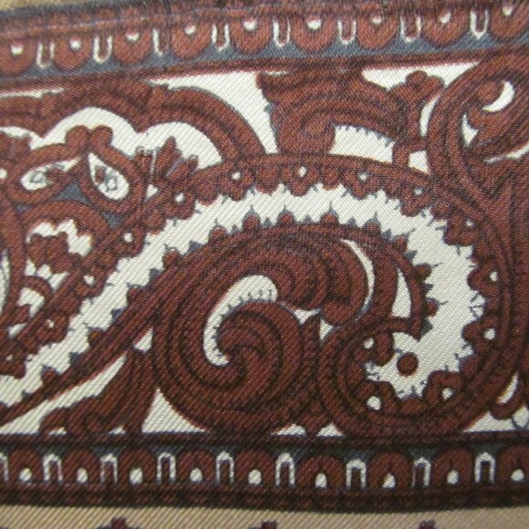 Vintage Scarf Unbranded Scroll Floral Browns & Champagne Gold Unused So Pretty - Picture 3 of 8